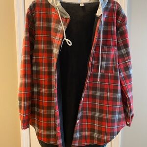 Plaid Flannel Jacket with Hood
